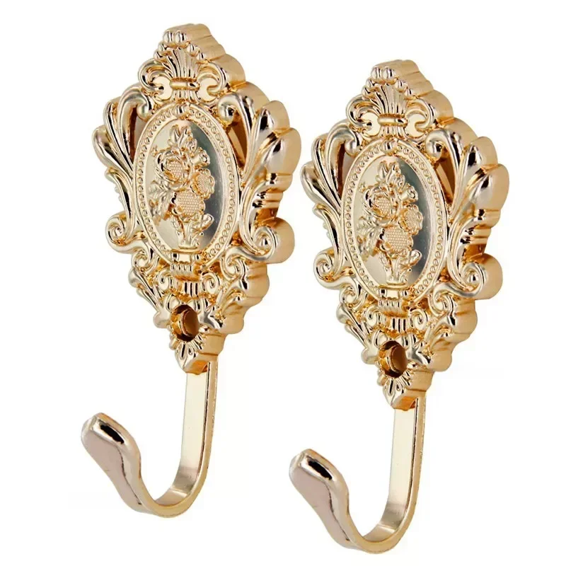 2szt/1zestaw Vintage Alloy Draperia Curtain Wall Hook Holdbacks Tieback Hooks Rose Pattern Curtain Decorative Accessories — zdjęcie 2
