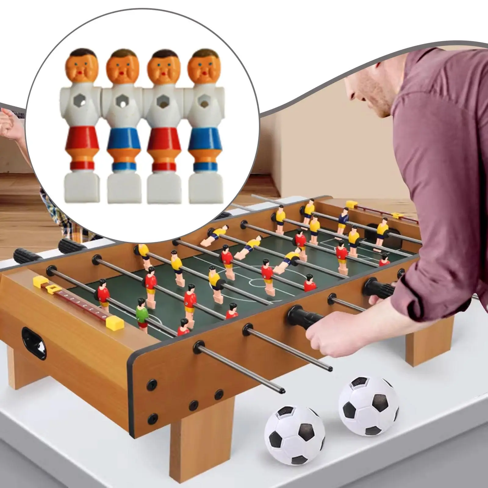 

4 шт. портативных фигурок игроков для настольного футбола, аксессуары для настольной игры, практичные детали для футбольной машины