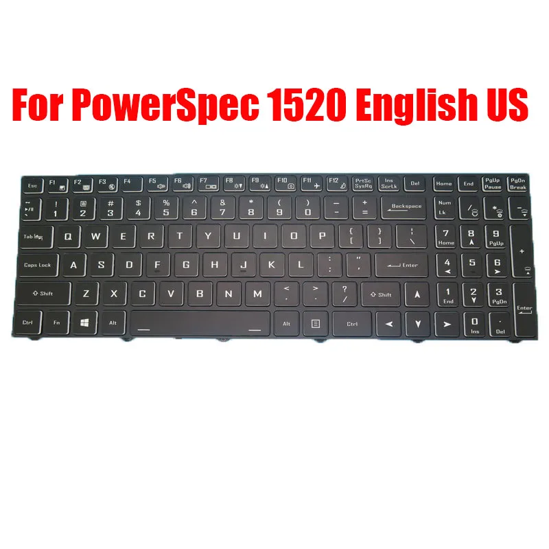 

Laptop Keyboard For PowerSpec 1520 PB50EF-G English US Black With Backlit New