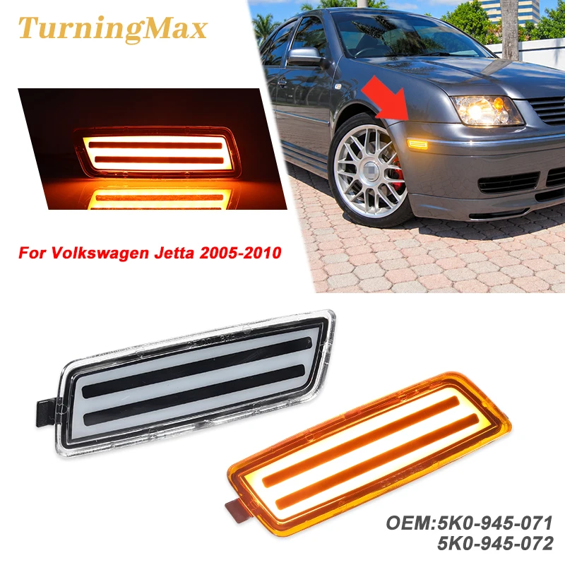 For Volkswagen 2006-2009 MK5 Golf/GTI Rabbit, 2005-2010 Jetta,R32 Amber LED Bumper Side Marker Light OEM Front Sidemarker Lamps