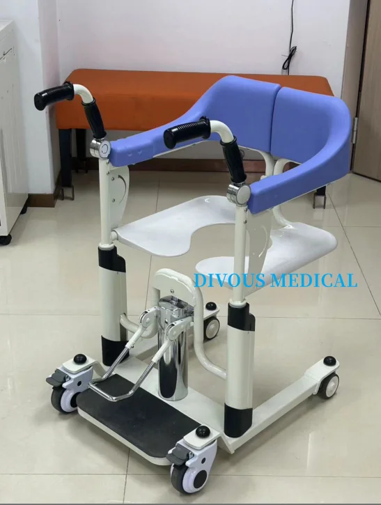 

Hydraulic Patient Lifting Chair Lightweight Transport with 180° Split Seat
