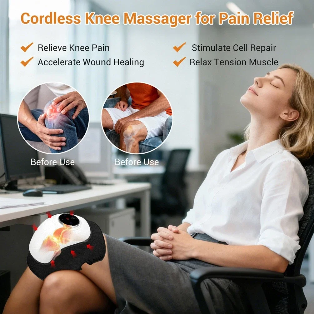 

ZJZK Heated Knee Massager Device Vibration Red Light Pad Physiotherapy for Arthritis Joint Stiffness & Shoulder Pain Relief