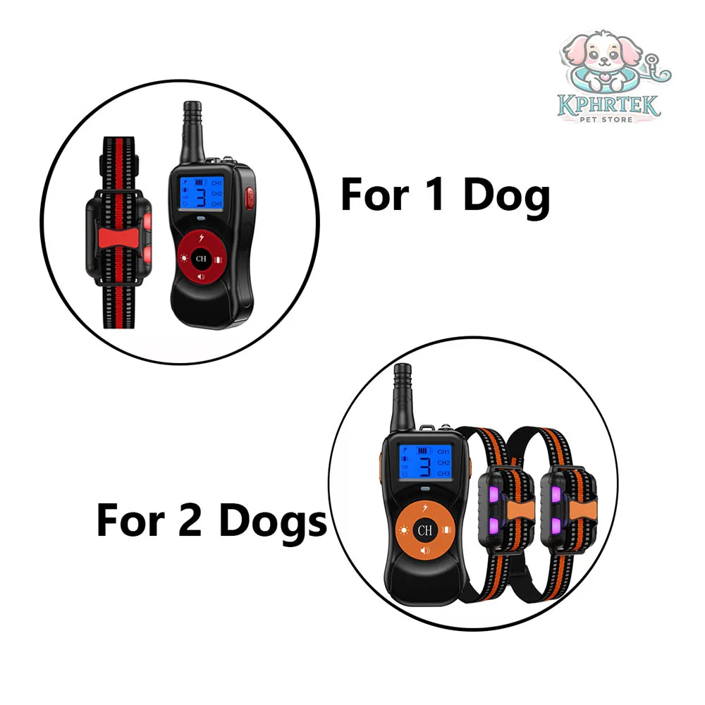 

Upto 2600Ft Remote Control Dog Bark Stopper Rechargeable Waterproof Training Electric Shock Collar For 1/2 Dogs
