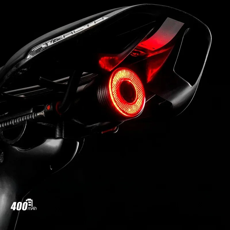 AliExpress ROCKBROS Q5 Smart Bicycle Rear Light Auto Brake Sensing Flashlight with Bracket IPX6 Type-C Charging Cycling Tail Light