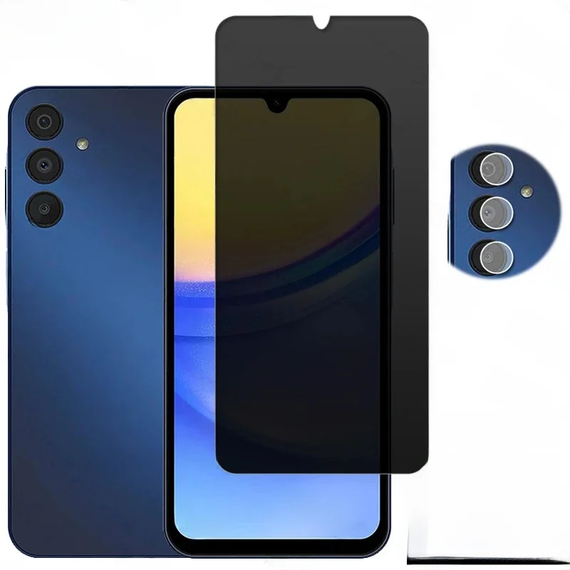 Protecteur d'écran de confidentialité pour Samsung Galaxy A15 5G, verre trempé Anti-espion, verre d'appareil photo pour Samsung A15 5G