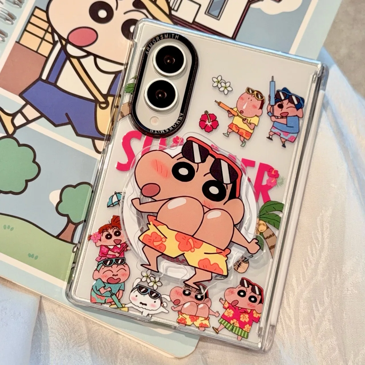 Zabawne etui magnetyczne na telefon Crayon Shin-chan do Samsung Galaxy Z Fold 8 Ultra Fold 7 Fold 8 Fold 7 z podstawką Magsafe i łańcuszkiem — zdjęcie produktu 5
