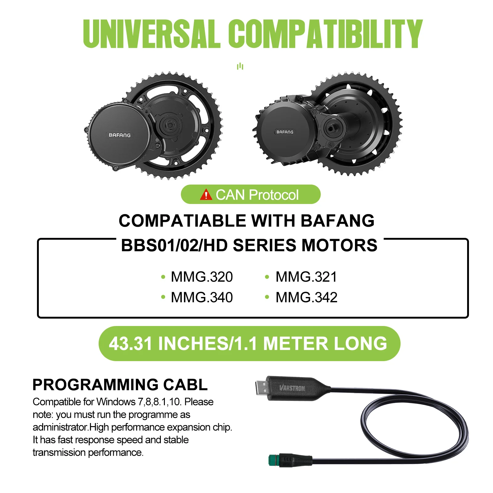 Bafang USB-CAN-Programmierkabel mit 100 Zentimeter Länge für das Bafang CAN BUS Mittelmotor-Kit BBS01B BBS02B BBSHD eBike-Motor programmiertes Kabel zur Geschwindigkeitsbegrenzung des PAS-Systems – Detail 1