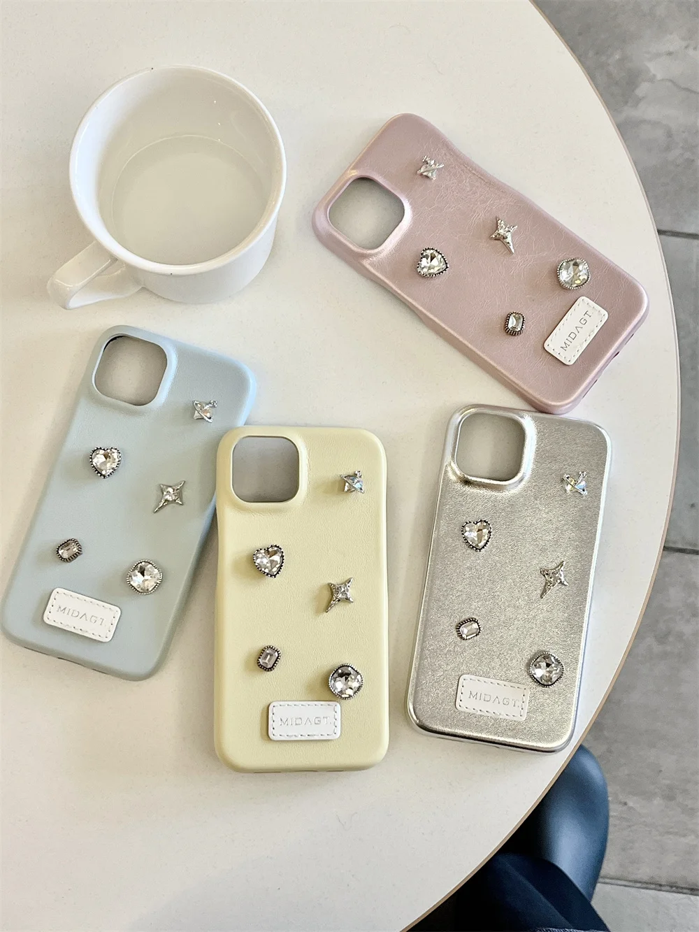 Luxury Gemstones Phone Case for Girls Shockproof Protector Matte Leather Cover Cute Fashion for iPhone 15 14 13 12 Pro Max 11