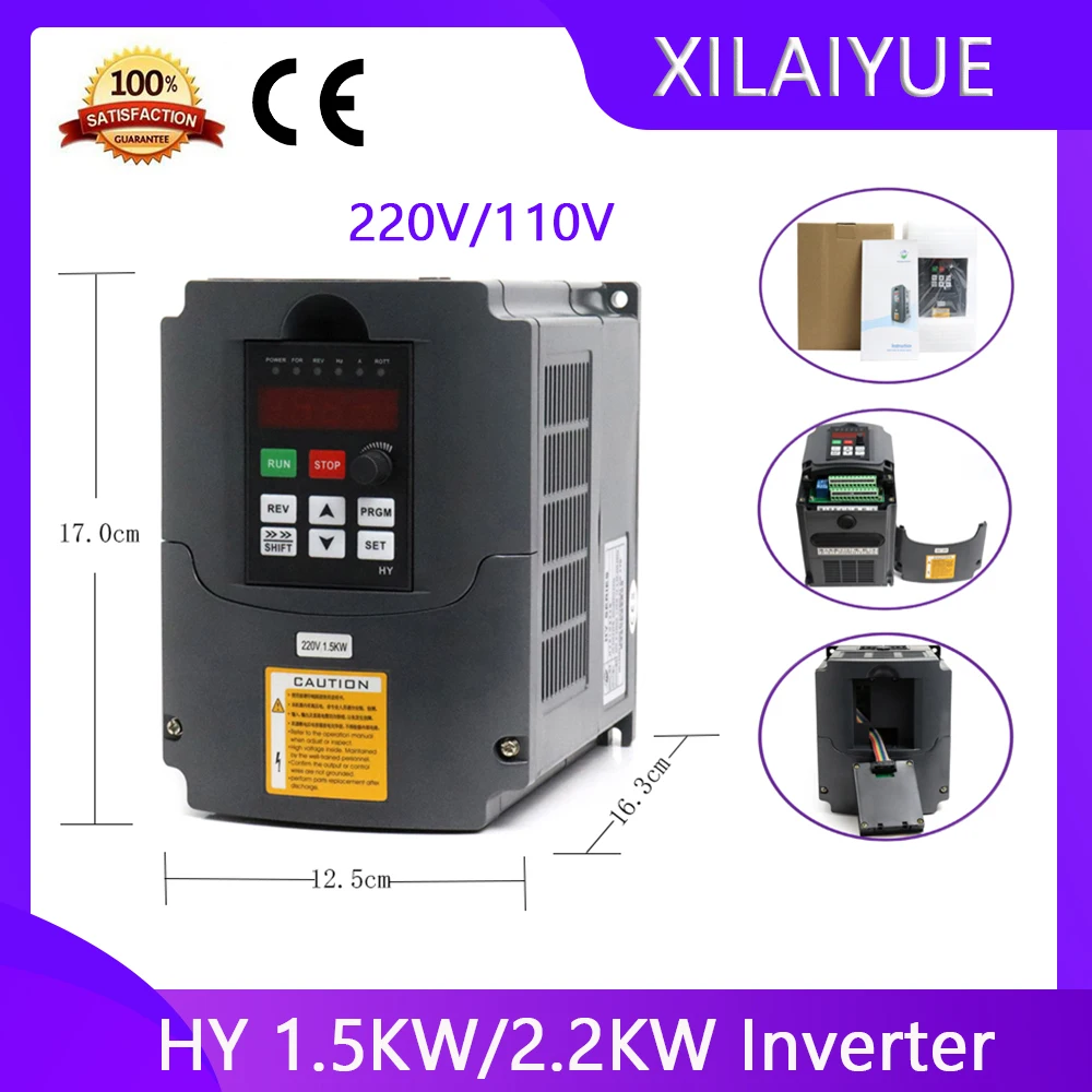 

1.5KW/2.2KW HY VFD Variable Frequency 110V/220V 3 Phase Inverter CNC Spindle Motor Speed Controller Drive 0-400Hz 3HP Output