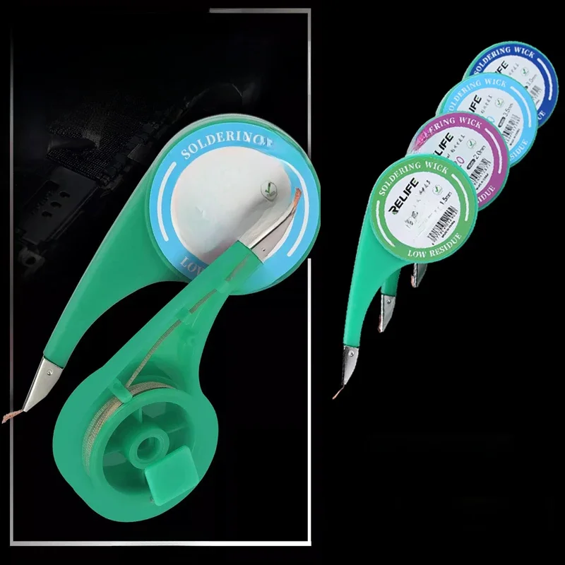 RELIFE-Tresse à dessouder BGA, 1.5/2.0/2.5/3.0/3.5mm de largeur, longueur 2m, fil de mèche d'aspiration 18/soudure, outils de réparation