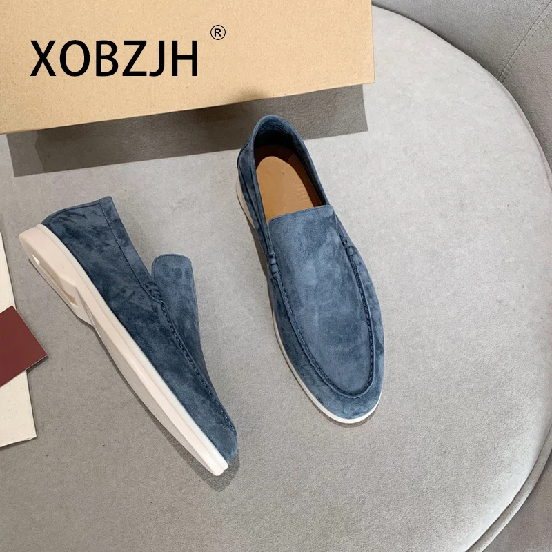 No Logo-Luxury Designer Suede Leather Men's Loafers Spring and Autumn Casual Soft Sole High Quality Cashmere Trends Flat Shoes