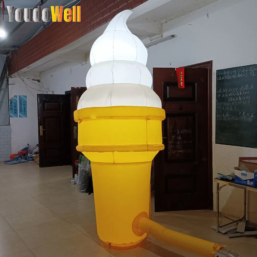 Réplica de helado inflable para publicidad al aire libre, modelo de cono grande personalizado, decoraciones a la venta