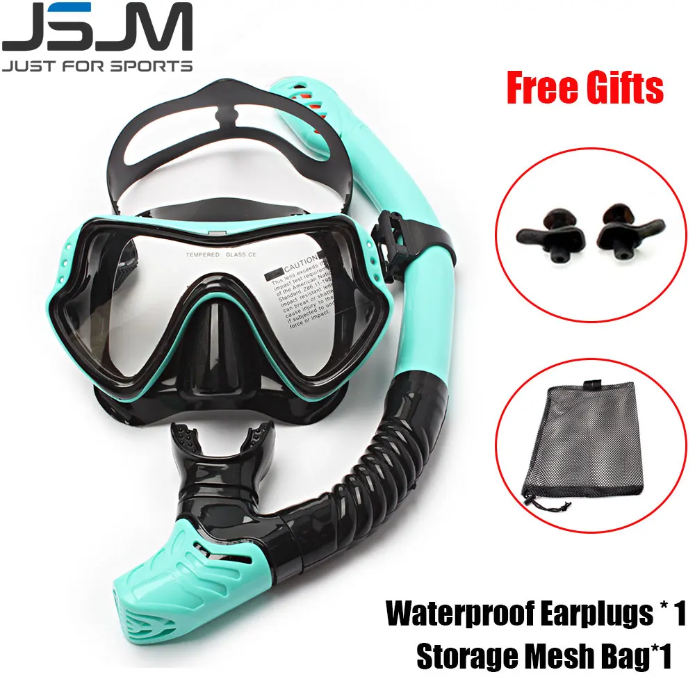 JSJM 2024 New Professional Snorkel Diving Mask and Snorkels Goggles Glasses Diving Swimming Tube Set Snorkel Mask Adult Unisex