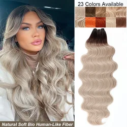 Magicea ciemny odrost syntetyczne przedłużanie włosy typu Body Wave włosów Omber blond splot wysokiej temperatury włókna włosy w koński ogon wiązki grube