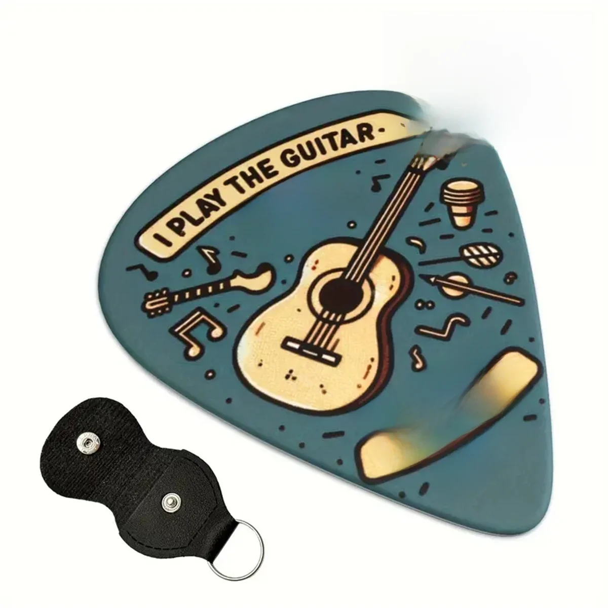 Plectres de guitare sonores originaux, Shrapnel de doigt de guitare ukulélé imprimé Double face, étui porte-clés, cadeau pour les amateurs de musique 6 pièces