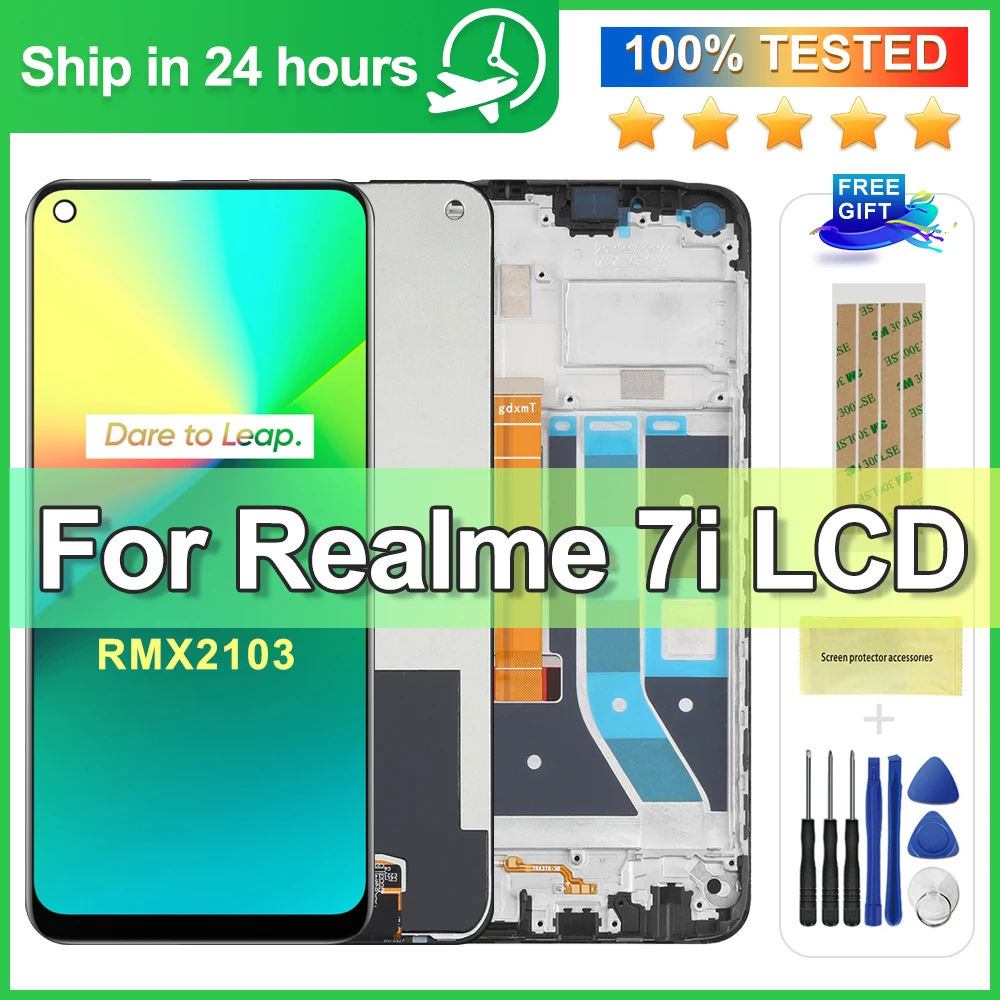 Oppo Realme 7i,rmx2103,6.5インチ用の交換用LCDタッチスクリーンパネル