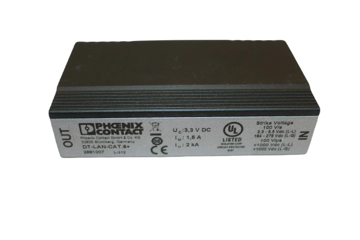 Phoenix Contact DT-LAN-CAT.6+ Surge Protection Device - 2881007 | Ethernet & Network Lightning Protection | CAT6 Compatibility