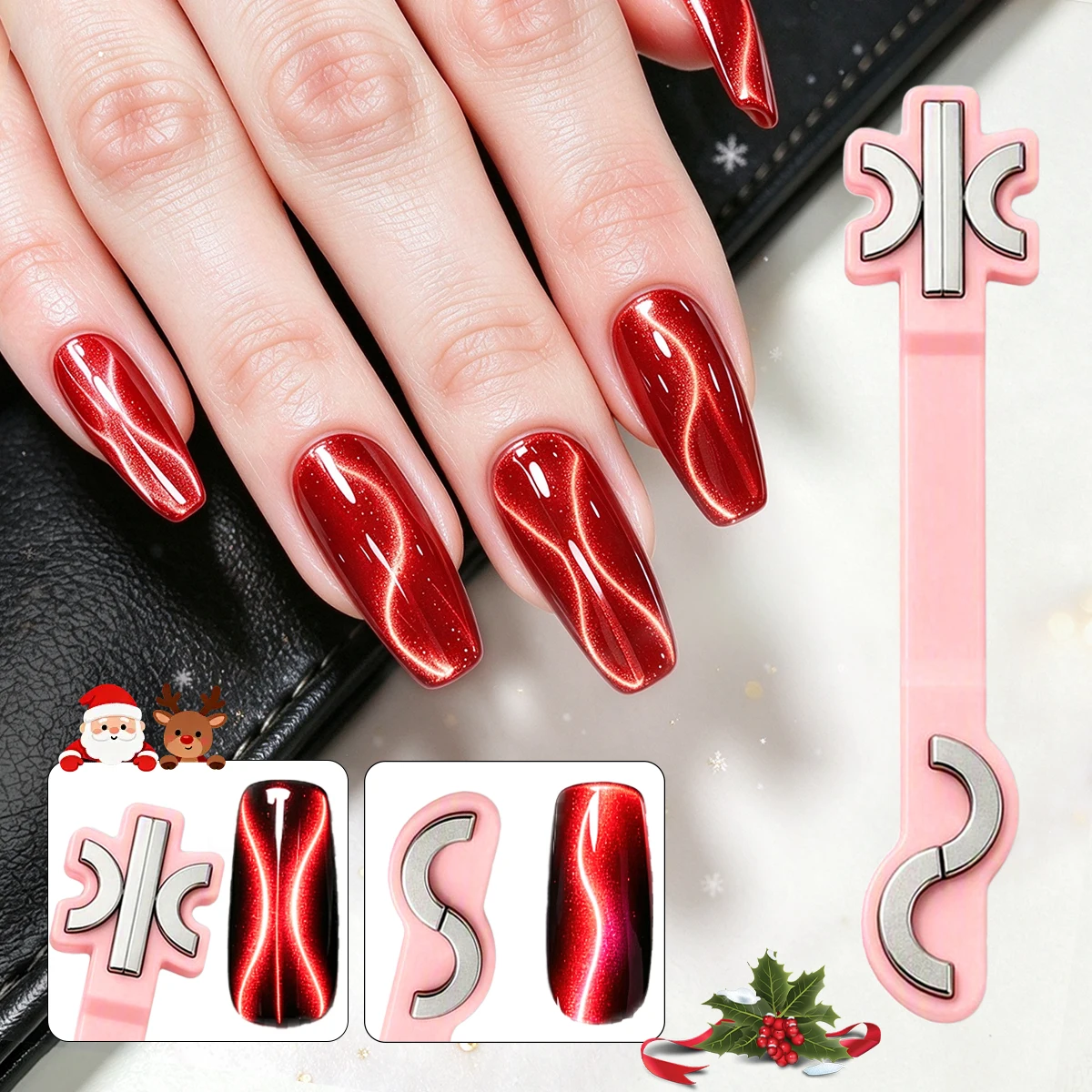 Weihnachts-S-Band-Kreuz-Katzenaugen-Magnet, doppelseitiges, starkes Nagelkunst-Werkzeug für Katzenaugen-Gel-Lack, Maniküre, DIY, Salon, professionell – Detail 1