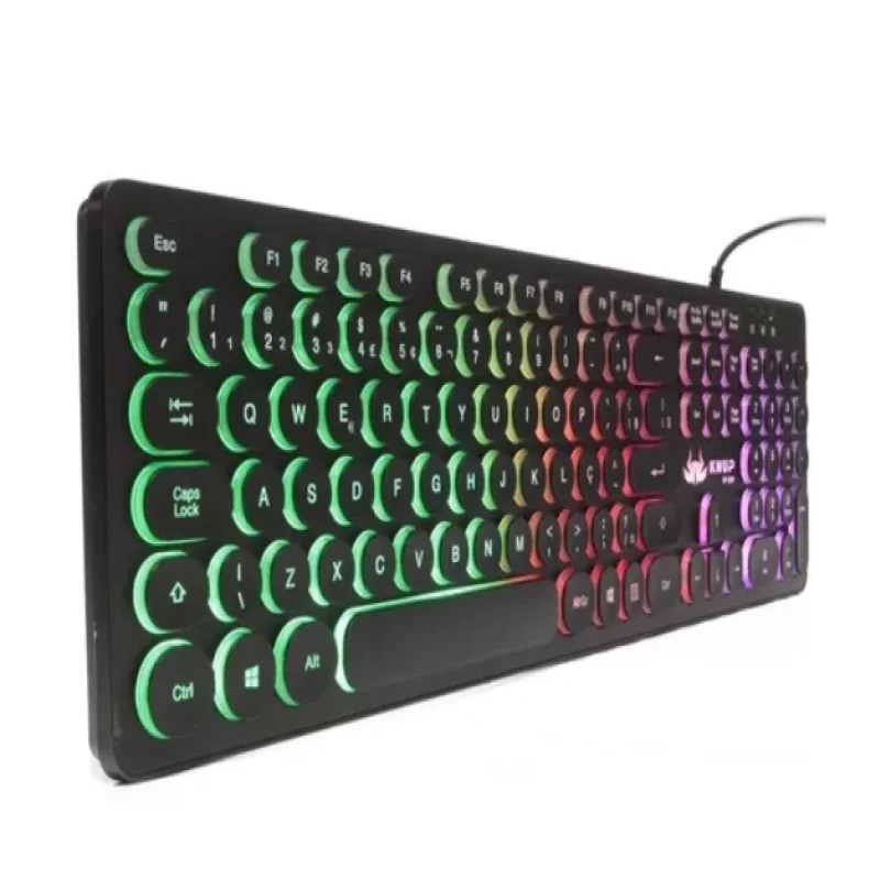 Teclado gamer Knup KP-2059 QWERTY português Brasil cor preto com luz RGB