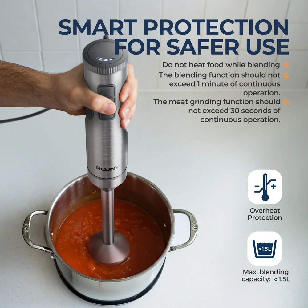 4-in-1-Handmixer 1200 W, Edelstahl-Stabmixer mit 14 Geschwindigkeiten, 700-ml-Becher und 500-ml-Zerkleinerer, Schneebesen, 0 % BPA, aufsteckbare Lagerung – Detail 10