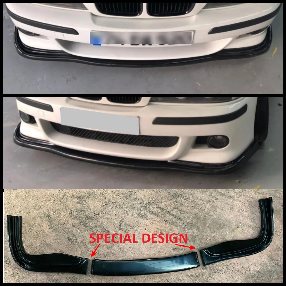 For BMW 5 Series E39 Haman Style Front Bumper Lip Body Kit Spoiler Splitter Diffuser 3pcs High Quality ABS Plastic Professional