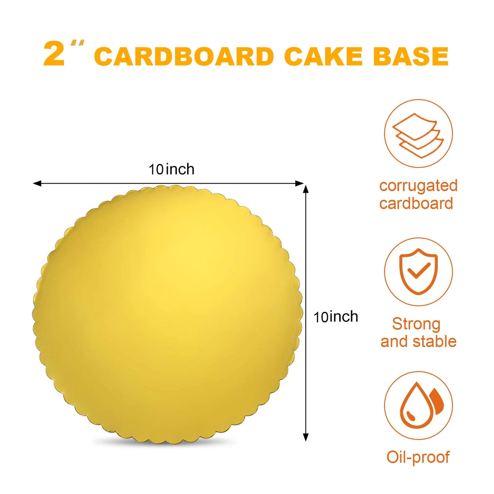 Gold Cake Board 10 Inch Round, Disposable Cake Plates for Cake Decorating, Party Supplies, Send Goods from Local Warehouse