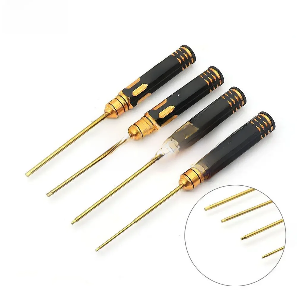 Ajrc 4 stks/set Titanium Plating 1.5/2/2.5/3mm Hexagon Schroevendraaier Schroevendraaier Tool Kit voor Rc Model Auto Boot Vliegtuig - afbeelding 2