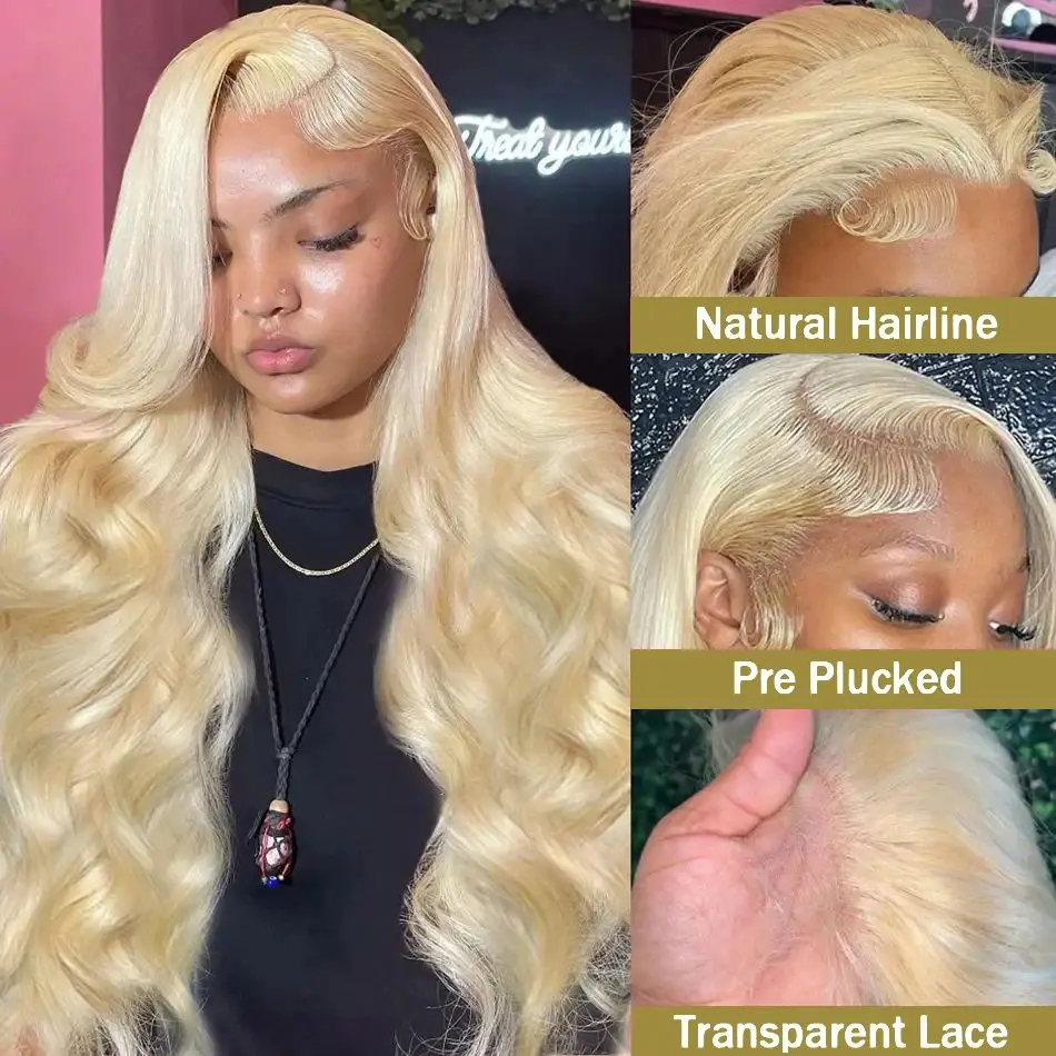 Perruque Lace Front Wig 613 naturelle Body Wave, cheveux humains, sans colle, transparente, blonde, 13x6, 13x4 HD, pre-à-porter