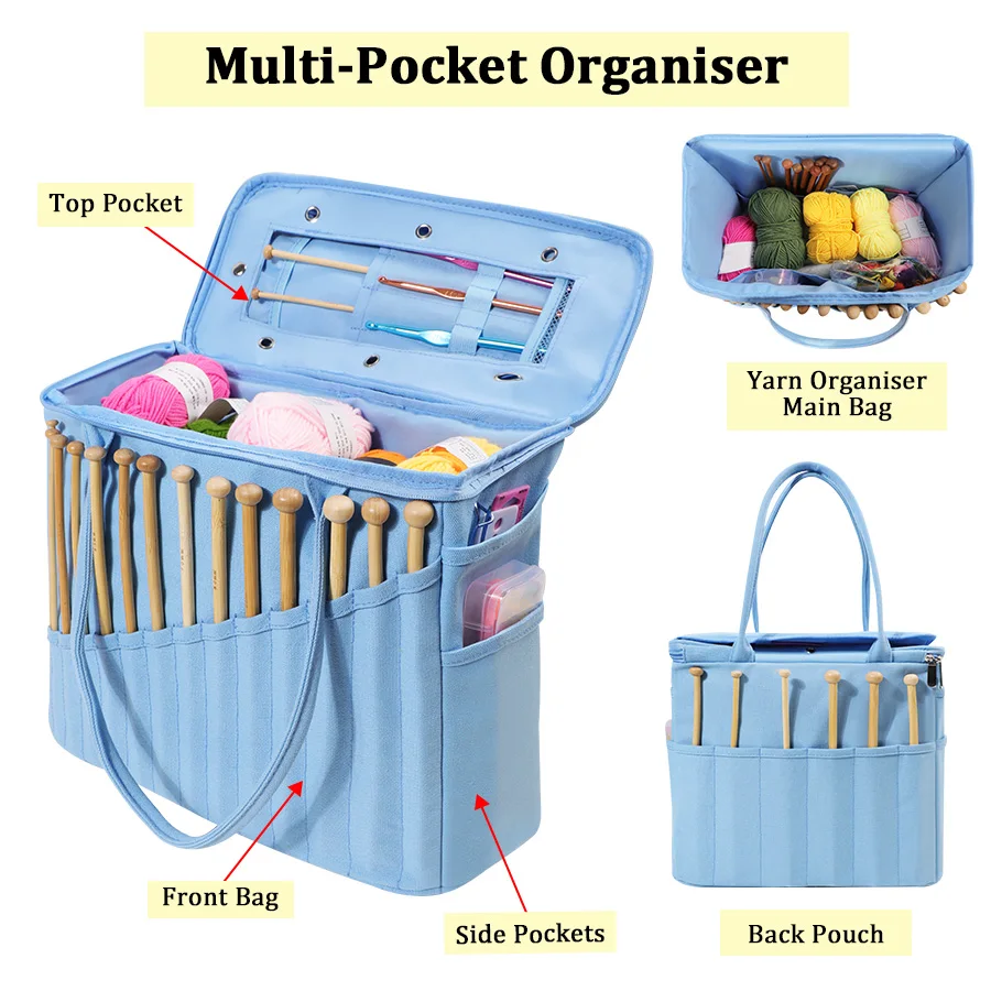 

1pc Large-capacity Yarn Crochet Hook Storage Bag Portable DIY Sewing Tool Organizer Pouch