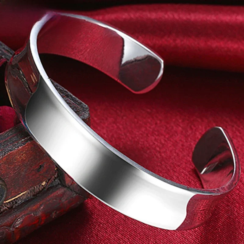 DOTEFFIL 925 Sterling Silver Round Smooth 12mm Regulowana bransoletka Bransoletki dla kobiet Moda Biżuteria ślubna zaręczynowa Biżuteria imprezowa — zdjęcie 2