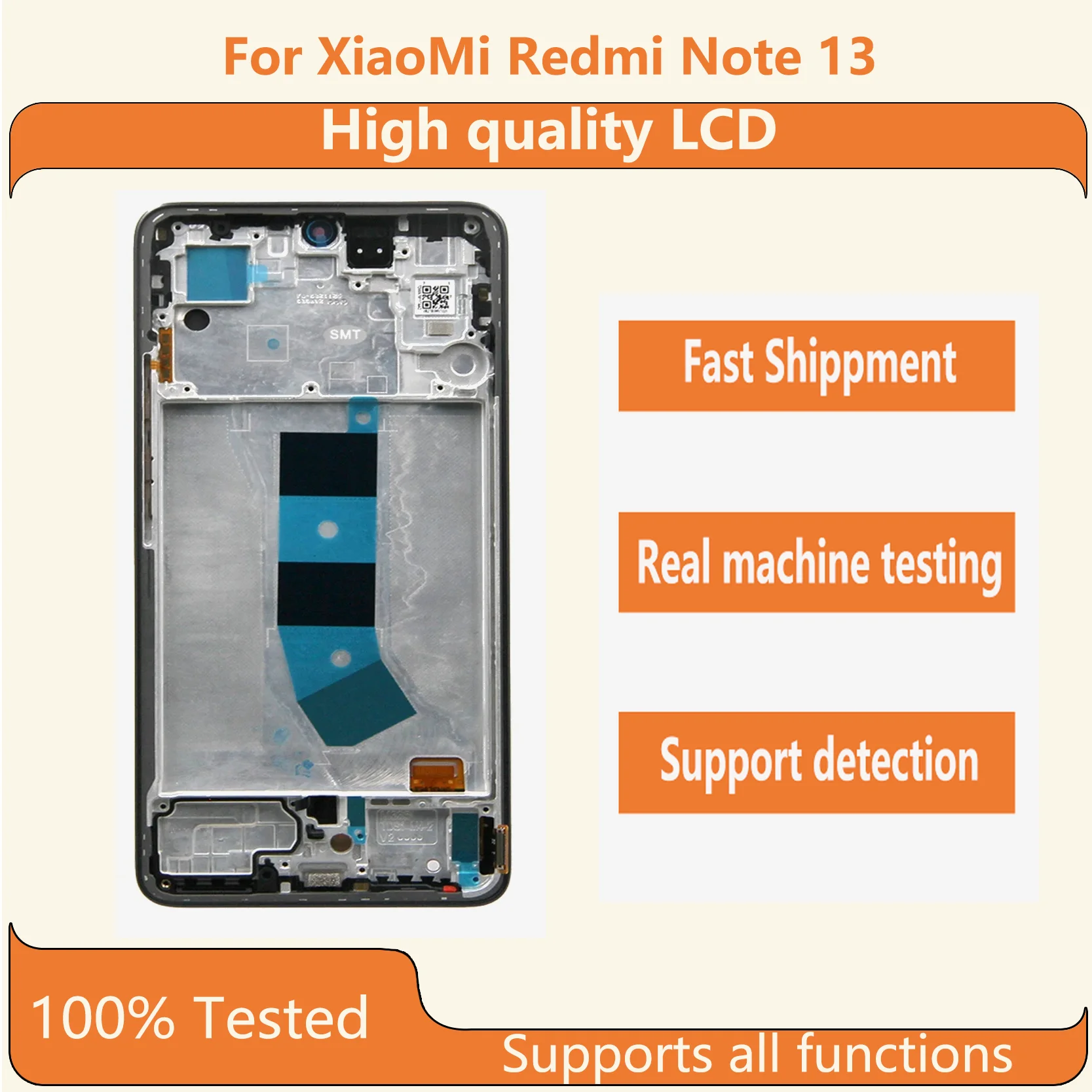 Écran AMOLED d'origine XiaoMi Redmi note 13 4G 6.67 pouces avec cadre adaptateur d'écran tactile 23129RAA4G/23124RA7EO