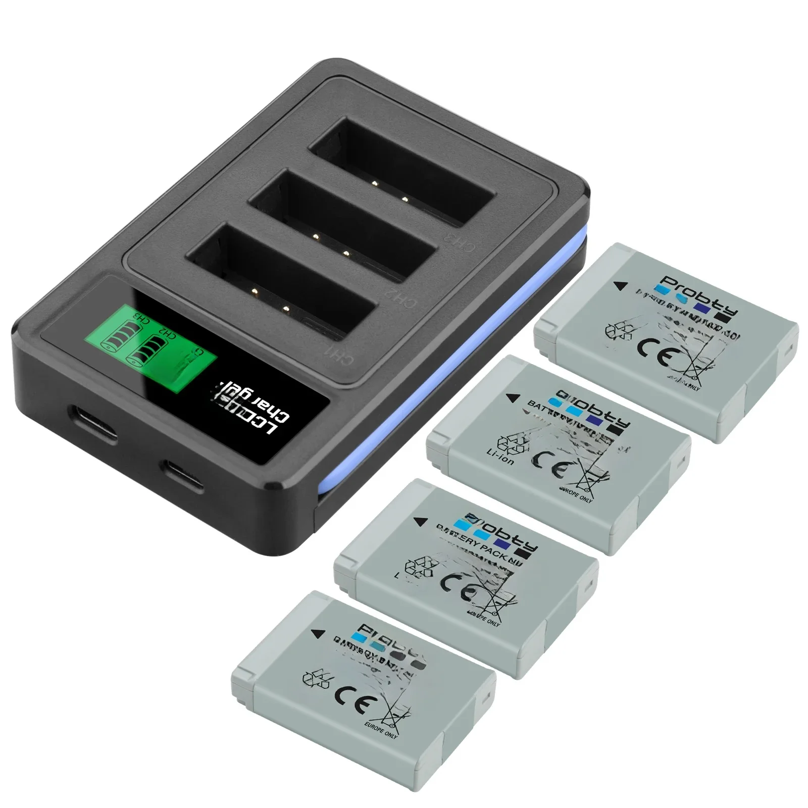 Bateria 1600mAh NB-13L i ładowarka LCD z 3 slotami do aparatów Canon PowerShot G1 X Mark III, G5 X, G7 X Mark II, G9 X Mark II — zdjęcie produktu 7