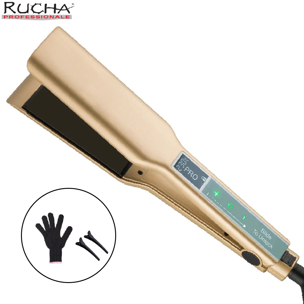 RUCHA Hair Flat Iron Touch Screen Titanium Wide Plate Brazilian Keratin Treatment Hair Straightener MCH Fast Heanting