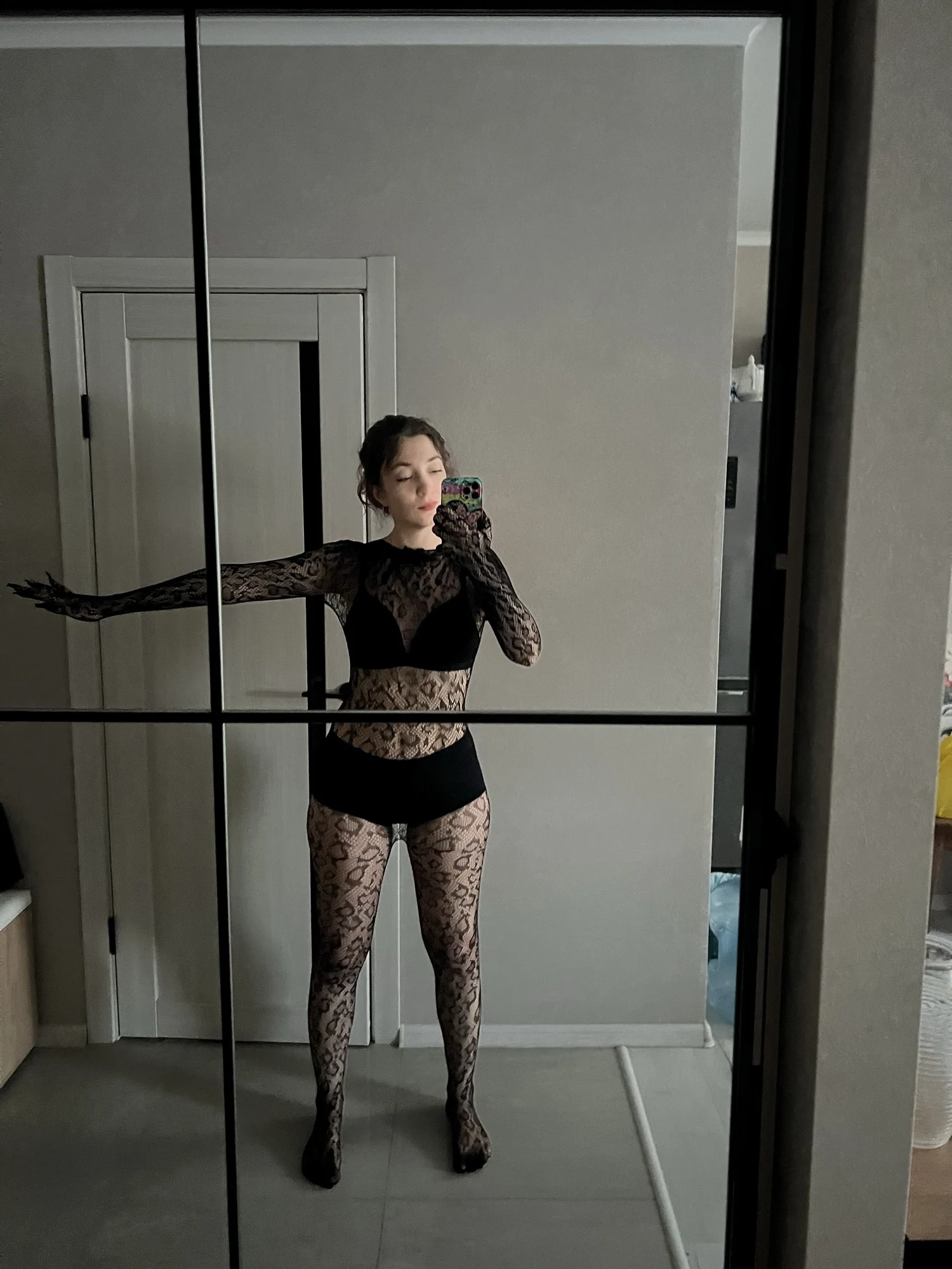 Seductive Sheer Full Bodysuit - Black