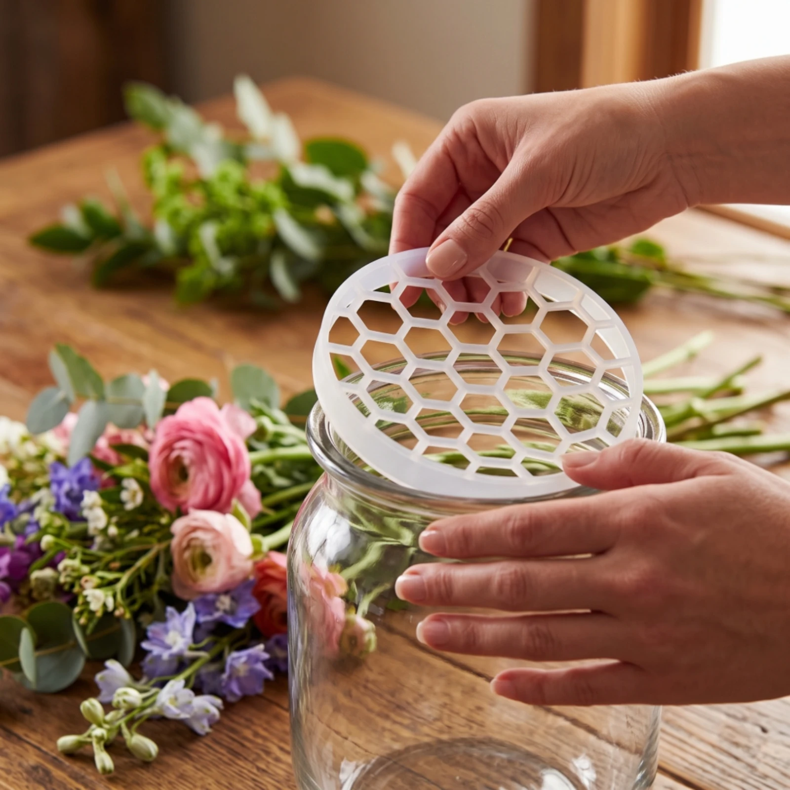 Silicone Flower Arranging Grid Flexible Flower Arrangement Holder Stretchable Silicone Vase Grid for Diy Decorators, Table