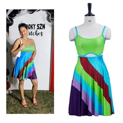 (in stock) Movie Suddenly 30 Actress Jenna Rink Mini Dress Summer Sexy Colorful Beach Dress Sexy Cutout Backless Mini Skirt