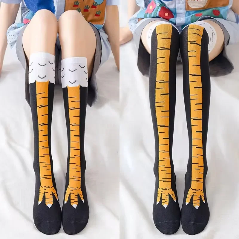 Lustige Hühnerpfoten-Strümpfe Überknie 50/70CM Kompressionsstrümpfe für Damen Personalisierte Realistische Hühnerfüße Sportsocken #