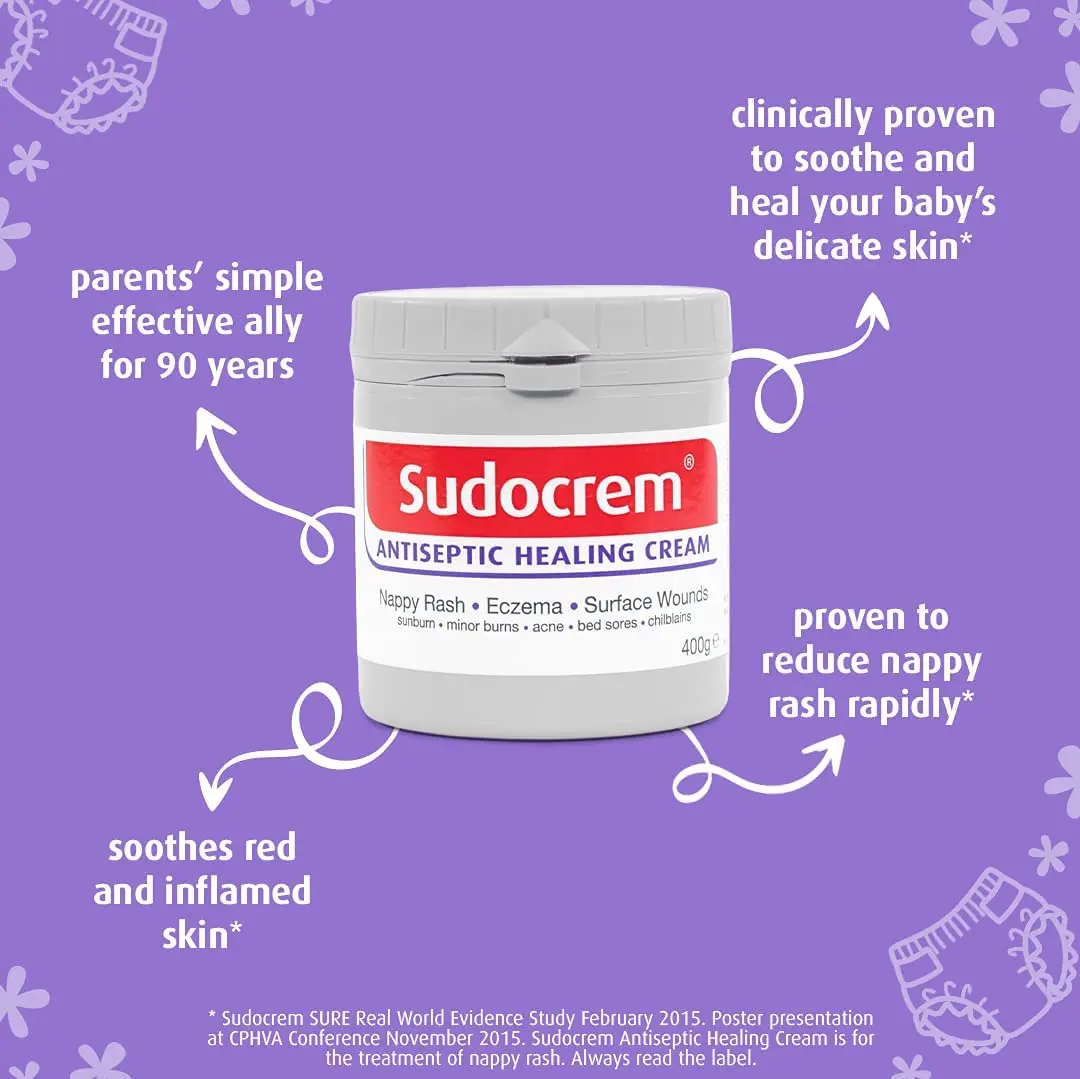 ORIGINAL Sudocrem Antiseptic Healing Cream for Nappy Rash Cuts Abrasions Minor Burns Bedsores Acne Eczema Baby 60g