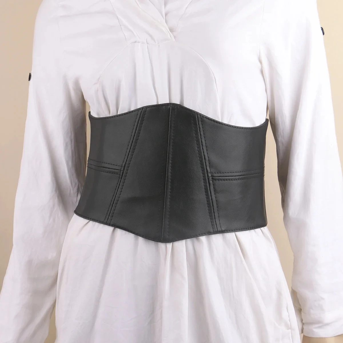 Moda damska Elastyczny patchworkowy pas w pasie Dla pań na koszuli Płaszcz Retro Minimalistyczny cummerbund Chuda talia Ozdobiona — zdjęcie 2