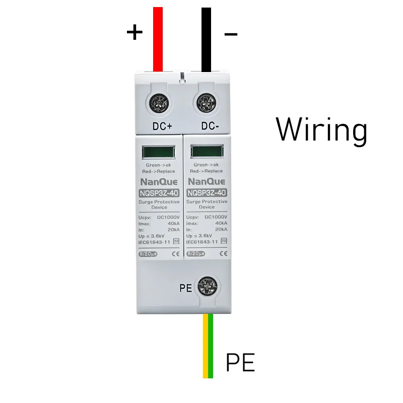 DC SPD Surge Protector 250V 500V 1000V Voltage 2P Lightning Protection 20KA 40KA High Current