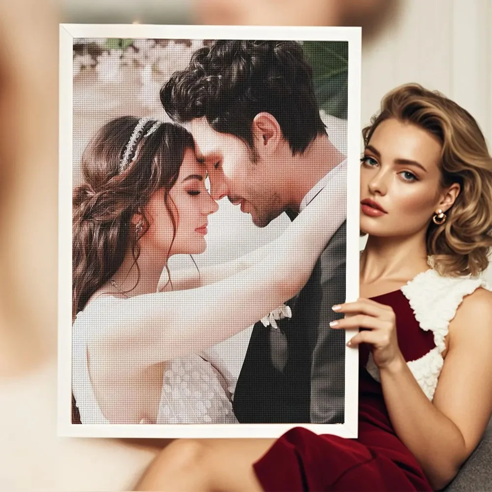 HUACAN Aanpasbaar diamantmozaïek met uw eigen foto Diamantschilderij Volledige vierkante ronde decoratie Woonkamer Vakantiecadeaus - afbeelding 2