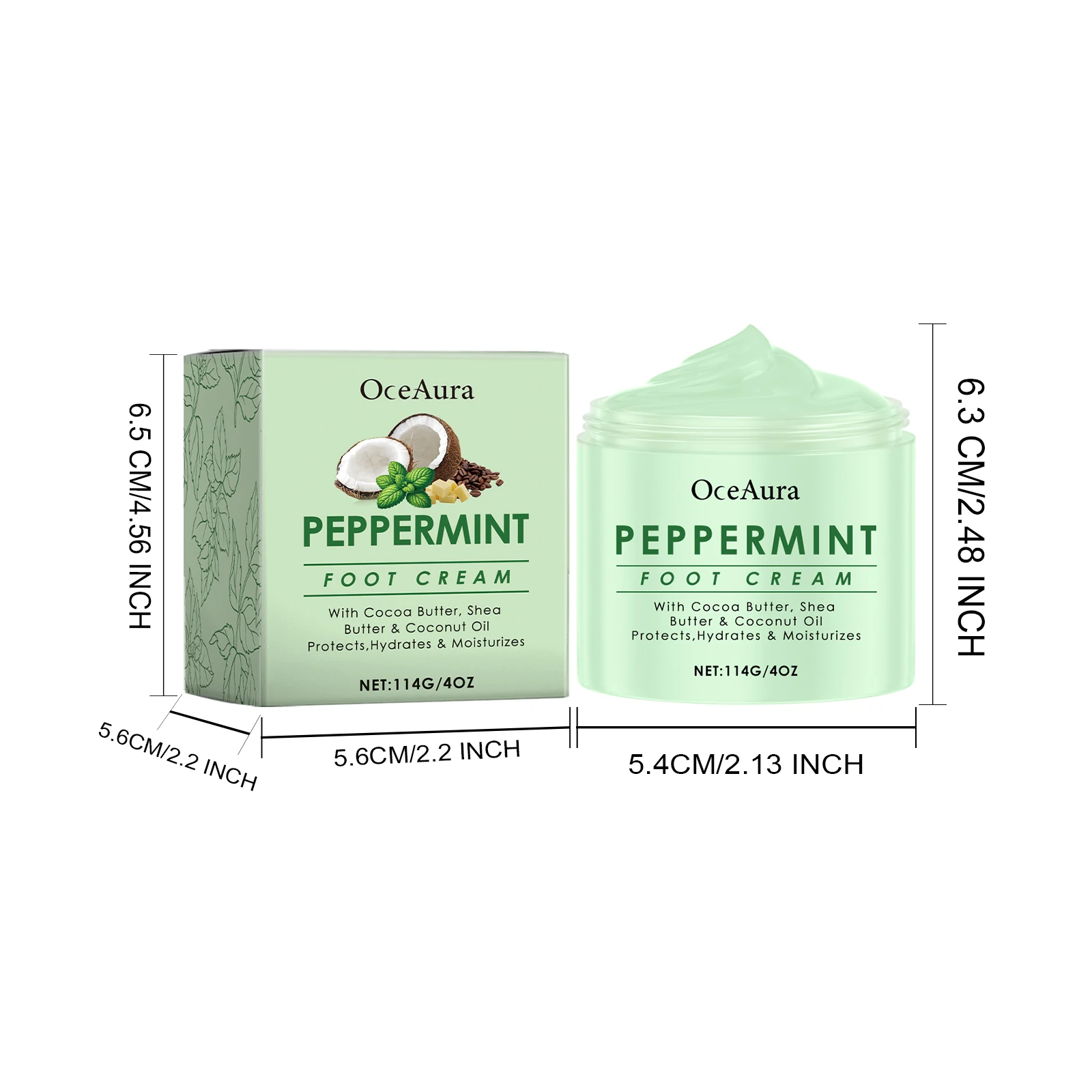 Oceaura Mint Foot Cream Daily Hydrating Reduce Roughness Remove Dead Skin Nourishing Relief Discomfort Foot Exfoliating Cream