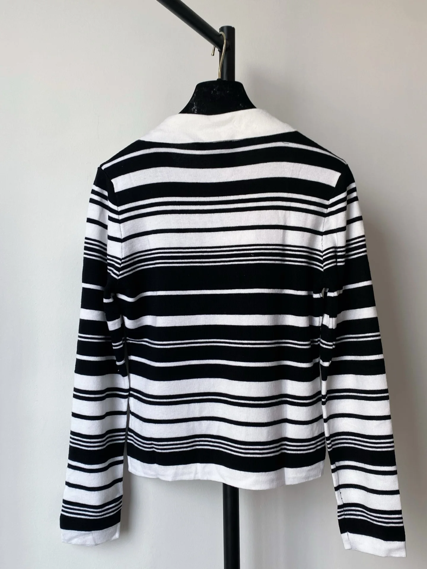 

2025 Summer/Autumn New Style Women's Collar-Style Striped Long-Sleeved T-Shirt