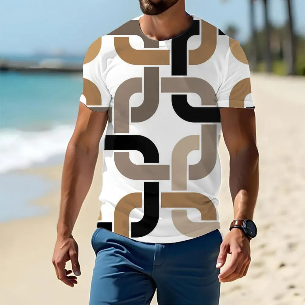 Men's T-shirt, Street Fashion Quick Dry Short Sleeve, Polyester Stretch Fabric, 3d Print, Summer Loose Breathable Crew Neck Top