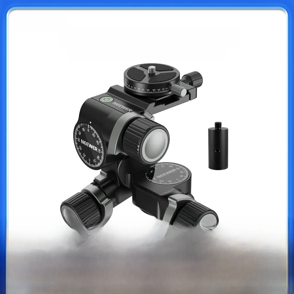 NEEWER 3-kierunkowa przekładnia głowica statywu z panoramicznym 360 ° Arca płytka quick release milimetrową regulacją stopu aluminium 3-osiowa głowica — zdjęcie produktu 7