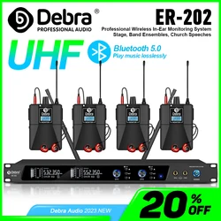 Debra ER202 Audio UHF Wireless In-ear Monitoring System With Bluetooth 5.0 For Stage Band Ensemble Monitor Headphones