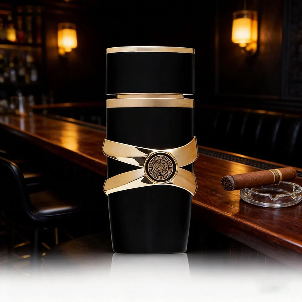 Perfume Luxuoso 100ml, Design Exclusivo Preto e Dourado, Fragrância Duradoura, Presente Perfeito para Homens