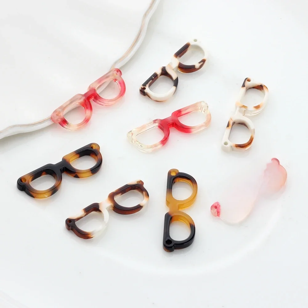 10 sztuk/partia kwas octowy żywica Charms szylkret okulary okulary Charms złącze dla DIY tworzenia biżuterii znalezienie akcesoria — zdjęcie 2