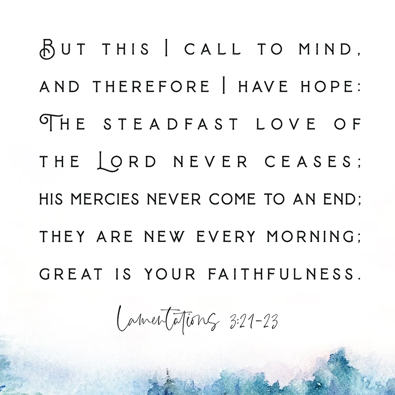 Lamentations 3:23 Quote Poster Scripture Christian Wall Art Prints Watercolor Botanical Canvas Painting Baptism Gift Home Decor