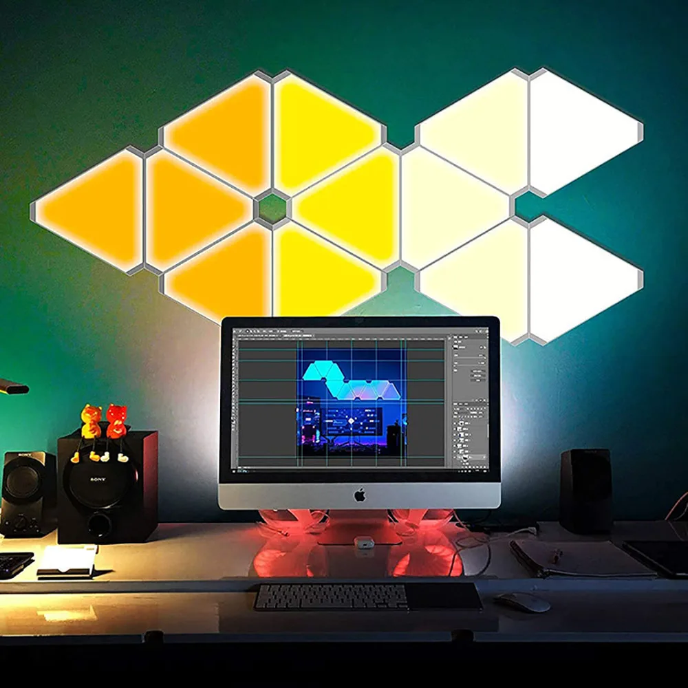 RGB WiFi Bluetooth APP LED Triangle Wall Lamp indoor LED Night Light Computer Game Bedroom Decoration Atmosphere Desk Lamp